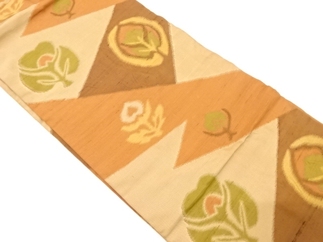 JAPANESE NAGOYA OBI / TSUMUGI / WOVEN FLORAL PLANTS